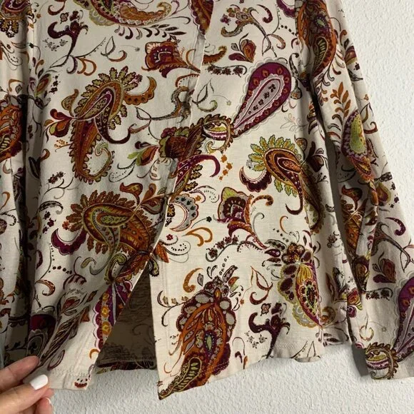 J. Jill Paisley Print Long Sleeve Top - Picture 5 of 9